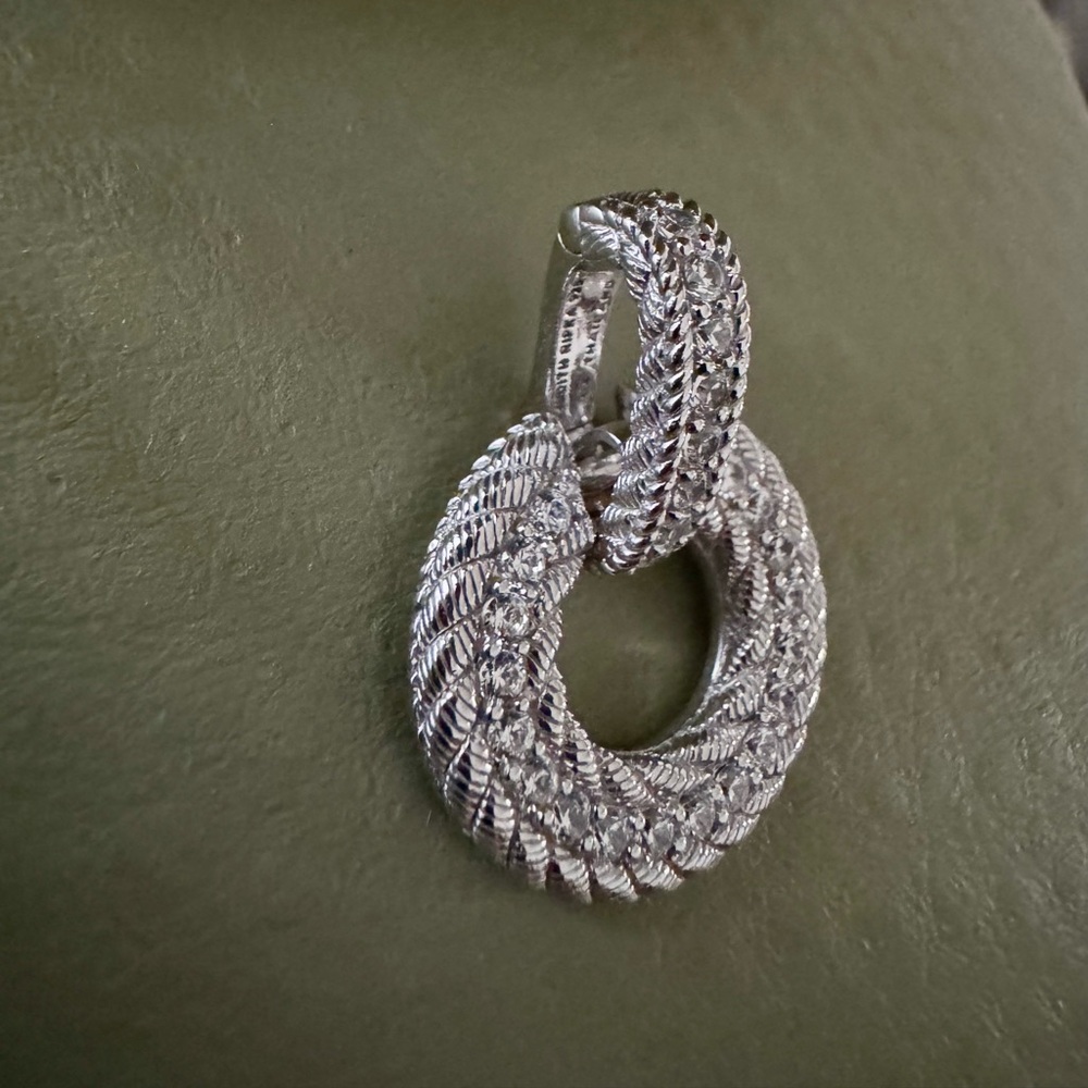 Judith Ripka Sterling Silver Textured Circle Pendant - Picture 2 of 10